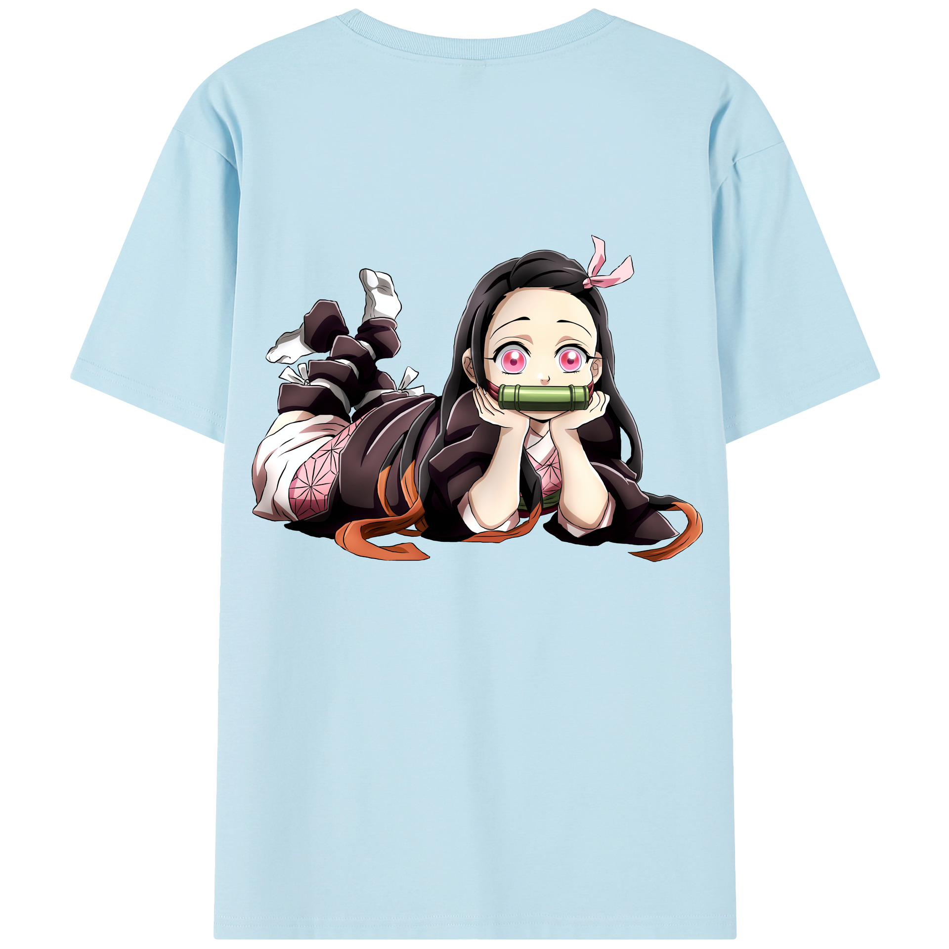 （画像用） 鬼滅の刃（きめつのやいば）竈門 禰󠄀豆子／かまど ねずこ Kamado Nezuko 綿100％半袖Tシャツ（背面プリント）